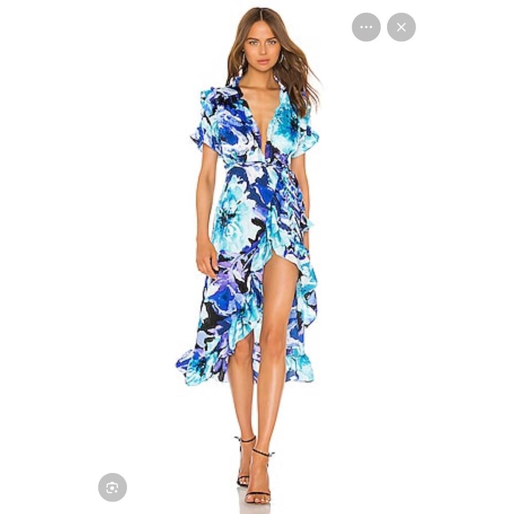 MISA Faizah Dress Teal Multi Wrap Medium